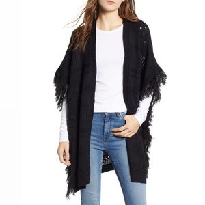 Treasure & Bond Black Fringe Ruana Size OS